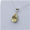 Image 4 : Sterling Silver Natural Citrine Quartz (4ct) and CZ (0.25ct) Pendant With Sterling Silver Chain, W/A