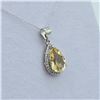 Image 5 : Sterling Silver Natural Citrine Quartz (4ct) and CZ (0.25ct) Pendant With Sterling Silver Chain, W/A