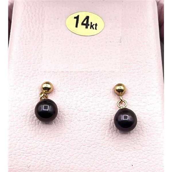 14KT Yellow Gold Freshwater Pearl Earrings, Retail $250.00.
