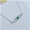 Image 3 : Sterling Silver Natural Emerald (0.25ct) and CZ (0.16ct) Necklace, W/A $645.00. Emerald is the birth