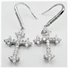 Image 1 : Sterling Silver CZ Cross Shape Earrings, Retail $250.00.