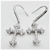 Image 3 : Sterling Silver CZ Cross Shape Earrings, Retail $250.00.
