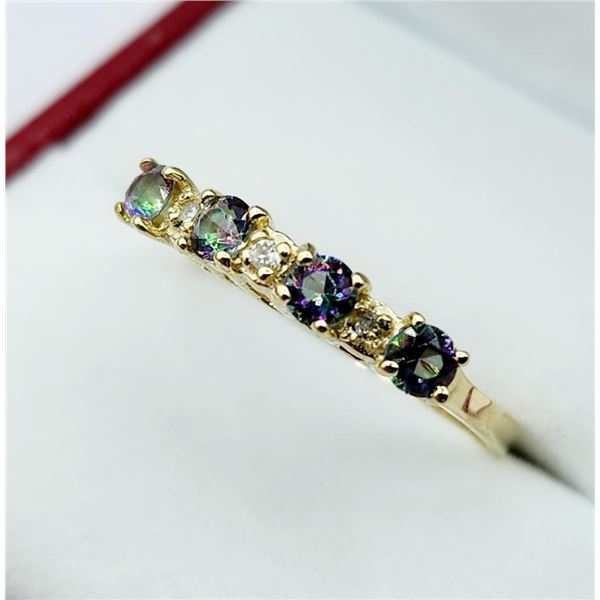10KT Yellow Gold Natural Mystic Topaz (0.40ct) with Diamonds (0.02ct) Ring, Size 6.5, W/A $1305.00.
