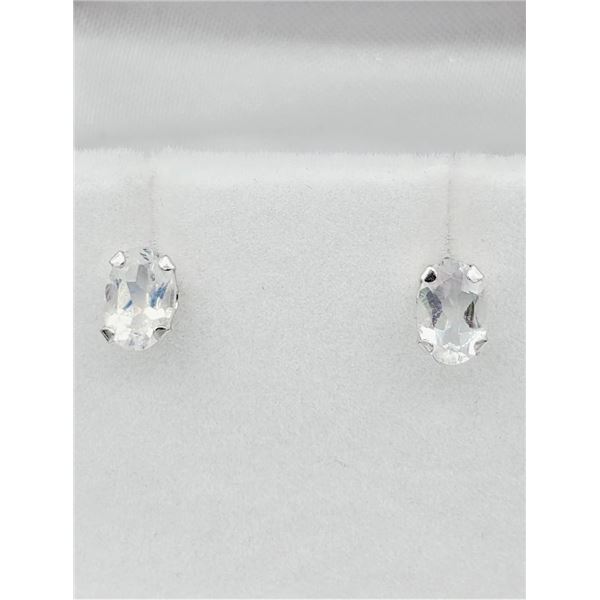 14KT White Gold Natural Moonstone (0.72ct) Earrings, W/A $695.00.