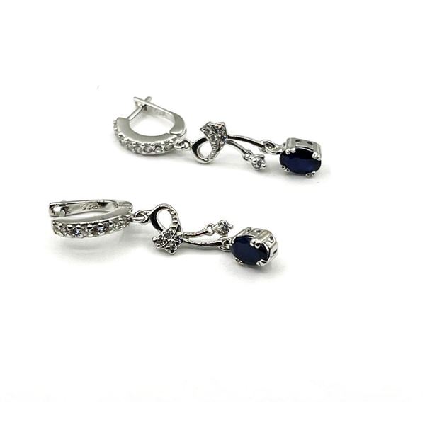 Sterling Silver Natural Blue Sapphire (2ct) with CZ (0.26ct) Earrings, W/A $830.00. Sapphire is the 