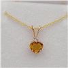 Image 2 : 10KT Yellow Gold Natural Yellow Sapphire (0.40ct) and Natural Moonstone (0.04ct) Heart Shape Pendant