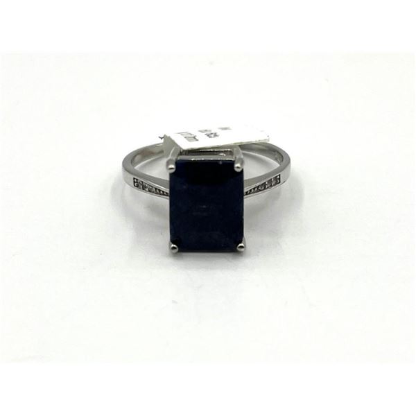 Sterling Silver Natural Dyed Blue Sapphire (5ct) and CZ (0.06ct) Ring, Size 8, W/A $455.00. Sapphire
