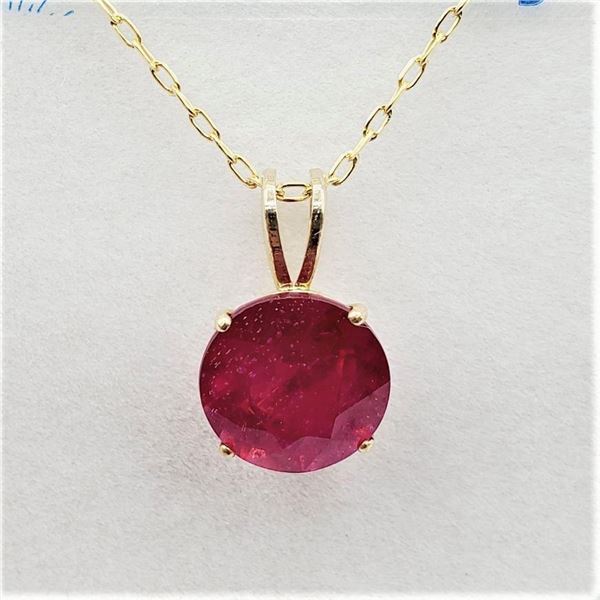 10KT Yellow Gold Natural Enhanced Ruby (2.65ct) Pendant With Gold Plated Sterling Silver Chain, Reta