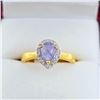 Image 1 : Gold Plated Sterling Silver Natural Tanzanite (0.65ct) with CZ (0.20ct) Ring, Size 7, W/A $755.00. T