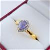 Image 3 : Gold Plated Sterling Silver Natural Tanzanite (0.65ct) with CZ (0.20ct) Ring, Size 7, W/A $755.00. T