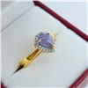 Image 4 : Gold Plated Sterling Silver Natural Tanzanite (0.65ct) with CZ (0.20ct) Ring, Size 7, W/A $755.00. T