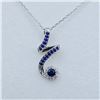 Image 1 : Sterling Silver Natural Blue Sapphire (0.30ct) and CZ (0.12ct) Pendant With Sterling Silver Chain, W