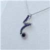 Image 2 : Sterling Silver Natural Blue Sapphire (0.30ct) and CZ (0.12ct) Pendant With Sterling Silver Chain, W