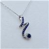 Image 3 : Sterling Silver Natural Blue Sapphire (0.30ct) and CZ (0.12ct) Pendant With Sterling Silver Chain, W