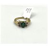 Image 3 : 14KT Yellow Gold Natural Emerald (0.40ct) and Natural Diamonds (0.04ct) Ring, Size 5, W/A $1745.00.