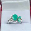 Image 1 : Sterling Silver Natural Emerald (1.2ct) Ring, Size 5.75, W/A $460.00. Emerald is the birthstone for 