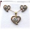 Image 1 : Sterling Silver Rose Plated CZ (1.5ct) Heart Shape Earrings and Necklace, W/A $780.00.
