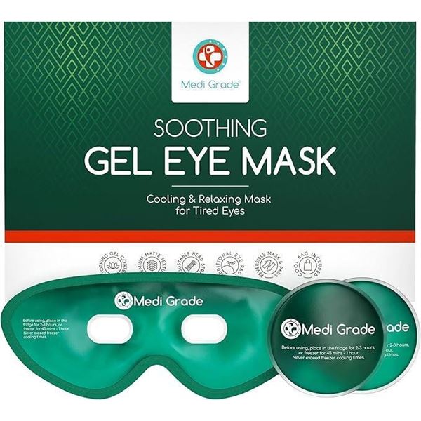 Medi Grade Cooling Eye Mask for Puffy Eyes, Allergies, Sinuses - Reversible Self Care Gel Eye Mask a