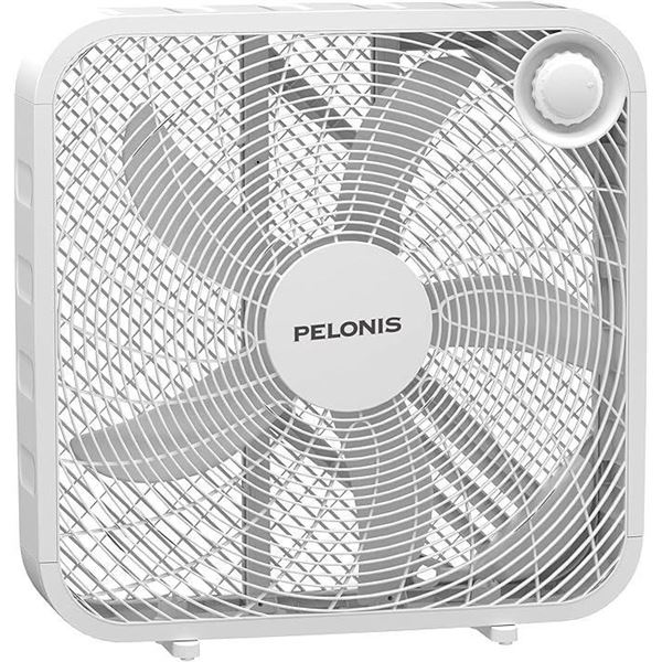 PELONIS 3-Speed Box Fan for Full-Force Circulation with Air Conditioner, White