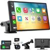 Image 1 : Laviay Wireless Carplay Touchscreen with 4K Dash Cam, Portable 9'' Apple Carplay & Android Auto Car 