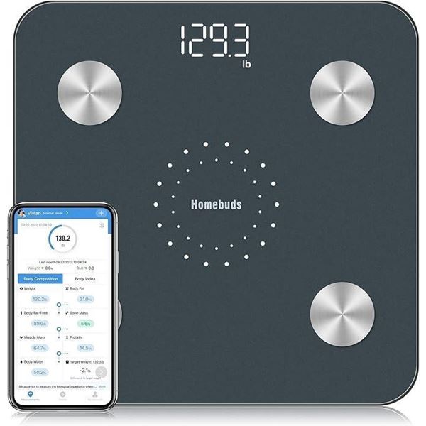 Homebuds Digital Bathroom Scale for Body Weight and Body Fat, Weighing Professional Since 2001, Body