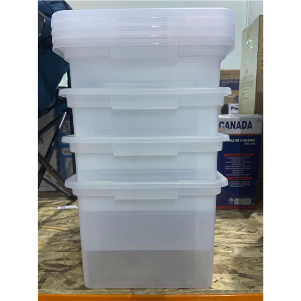 Lot of 4 Clear Storage Totes with Lids