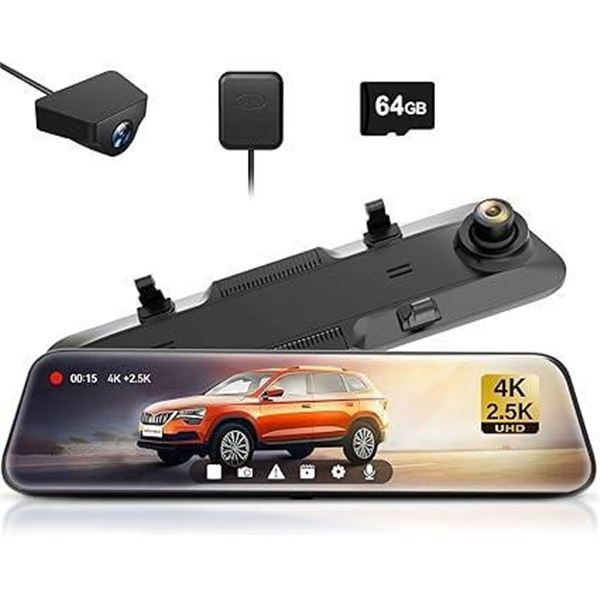 WOLFBOX G900 Rear View Mirror Camera, Mirror Dash Cam 4K Front and 2.5K Rear, Smart Full 12[x=#8217/