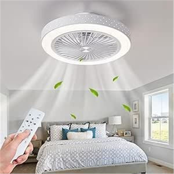 POWROL Ceiling Fan with Lights Low Profile Flush Mount Ceiling Fans with Remote Control 6 Wind Speed