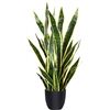 Image 1 : CROSOFMI Artificial Snake Plant 35 Inch Fake Sansevieria Tree with 32 Leaves Perfect Faux mother in 