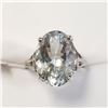 Image 1 : 10K White Gold Aquamarine(3.2ct) Ring (~Size 5.5) (~weight 3.55g), Made in Canada, Appraised Retail 