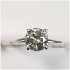 Image 1 : 14K White Gold Diamond (1.3Ct,I1,Yellowish Green) Ring (~Size 6.5)(~weight 2.45g), Made in Canada, A