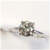 Image 3 : 14K White Gold Diamond (1.3Ct,I1,Yellowish Green) Ring (~Size 6.5)(~weight 2.45g), Made in Canada, A