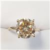 Image 1 : 10K Yellow Gold Moissanite(3ct) Yellow Orange Color Ring (~Size 6)(~weight 2.31g), Made in Canada, A