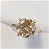 Image 3 : 10K Yellow Gold Moissanite(3ct) Yellow Orange Color Ring (~Size 6)(~weight 2.31g), Made in Canada, A