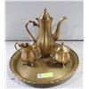 Image 1 : HEAVY SOLID BRASS TEA SET AND TRAY