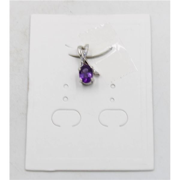 #212-UNHEATED AMETHYST & CZ PENDANT
