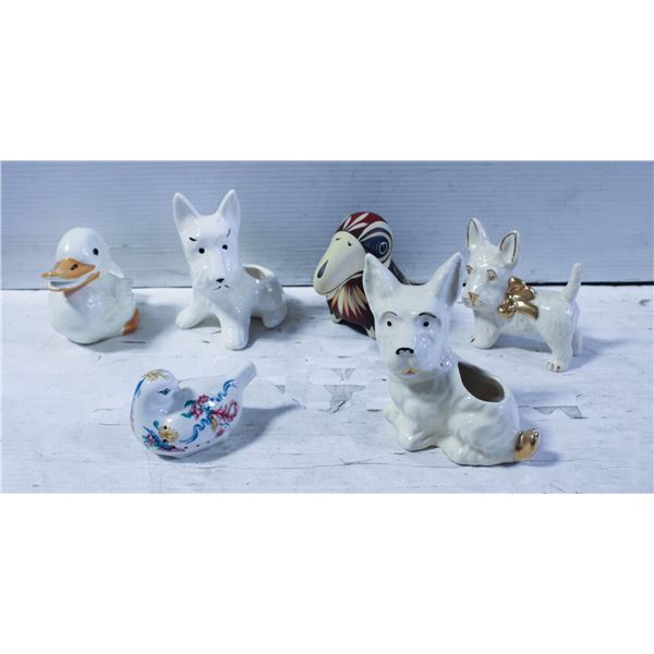 VINTAGE PORCELAIN SCOTTY DOGS & BIRDS
