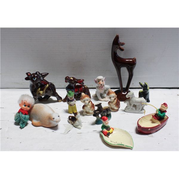 FLAT OF PORCELAIN 1950'S FIGURINES IRELAND, JAPAN