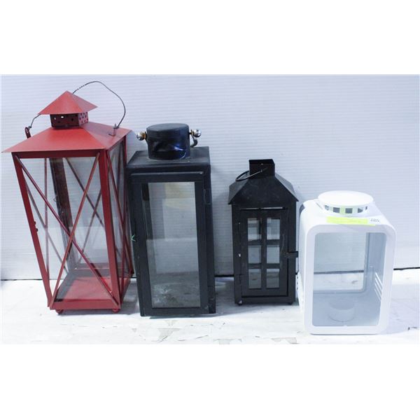 LANTERNS 4 PCS ASSORTED METAL SIZES &