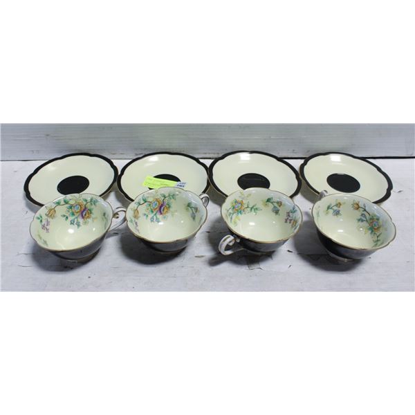 NORITAKE TEA CUP AND SAUCER SET OF 4