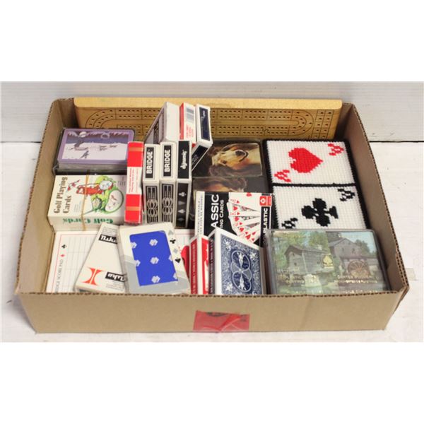 CRIBBOARD/BRIDGE SCORE PAD & 25 DECKS CARDS