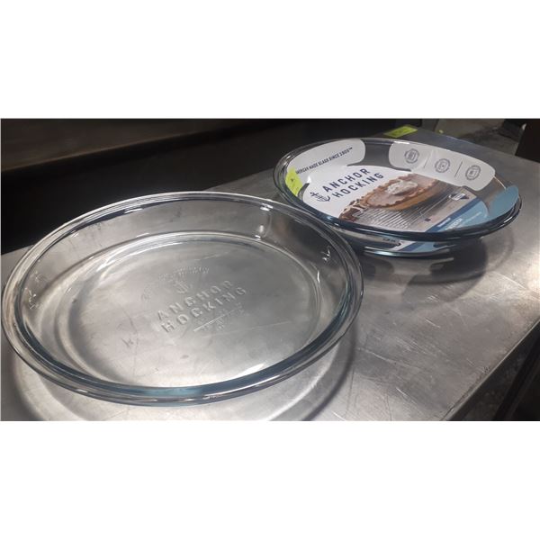 ANCHOR HOCKING 9" GLASS PIE PLATE - NEW PACK OF 2