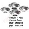 Image 1 : BRAND NEW WHIRLPOOL FACTORY PARTS CHROME BOWLS