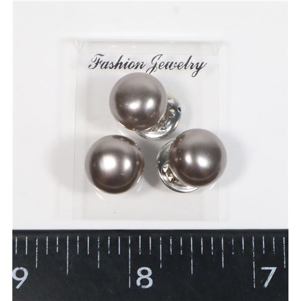 3 NEW SILVER COLOR FAUX PEARL SCARF/TIE/LAPEL