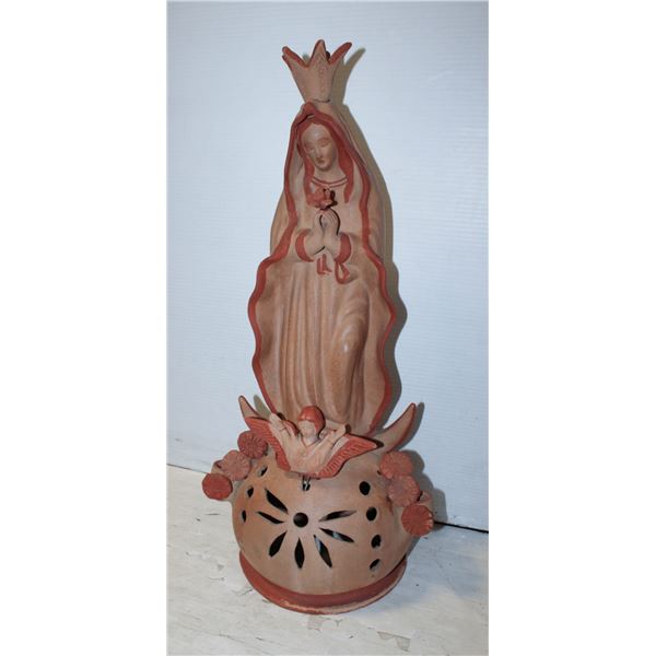 TERRA COTTA 24" OUR LADY OF GUADALUPE STATUE-