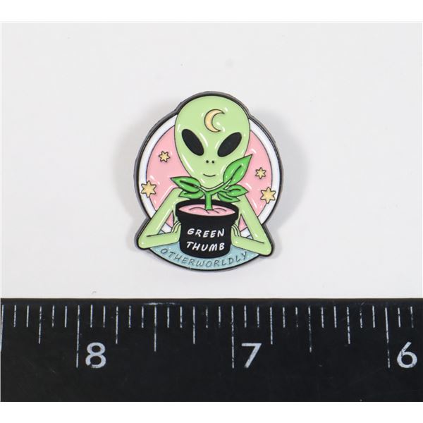 NEW GREEN THUMB OTHERWORLDLY ALIEN LAPEL PIN