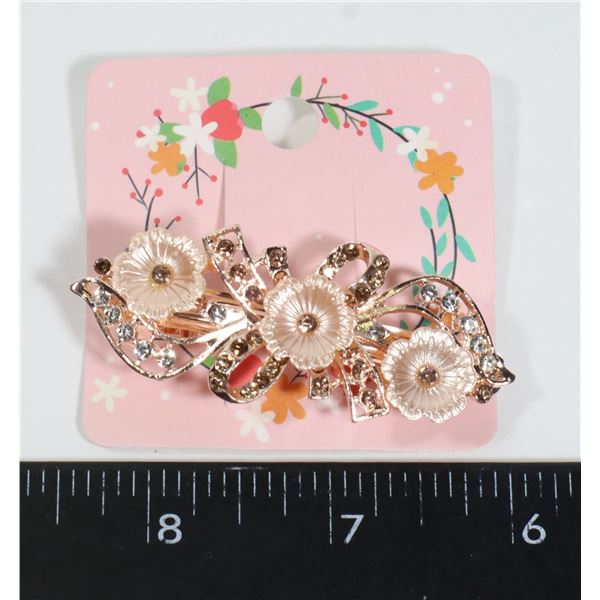 NEW DAINTY ROSE GOLD TONE FLOWER DESIGN FRENCH