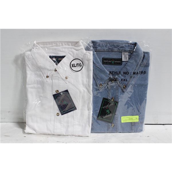 NEW MEN'S SHIRTS 1DENIM 1WHITE SIZE 2XL
