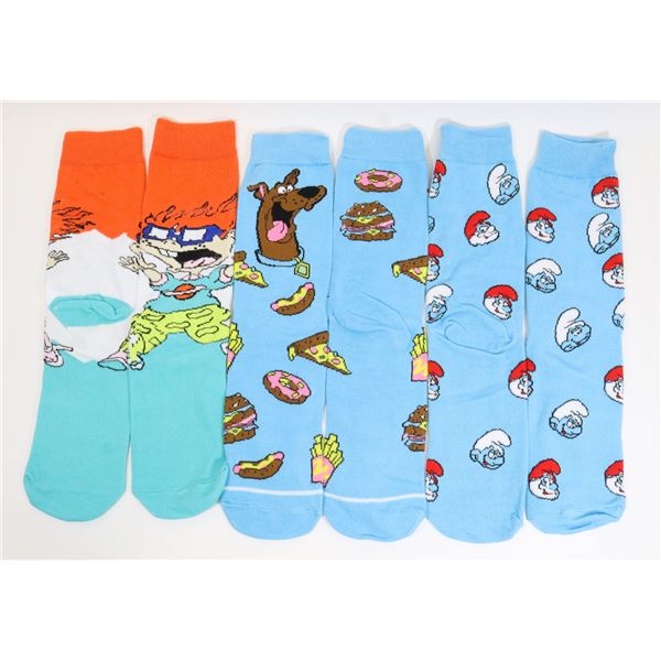 3 NEW PAIRS OF ADULT SIZE POP CULTURE PATTERN