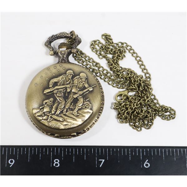 NEW SOLDIER DESIGN POCKET WATCH AND CHAIN